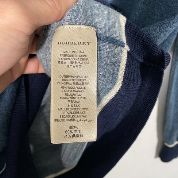 Burberry London Silk Blend Knit Crewneck Sweater Blue Men's size S - Picture 6 of 8